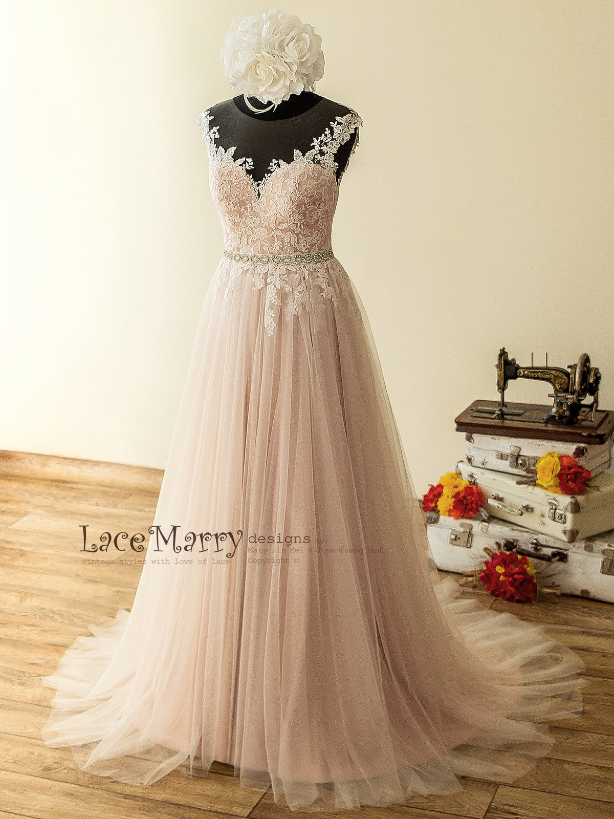 dusty pink wedding dress