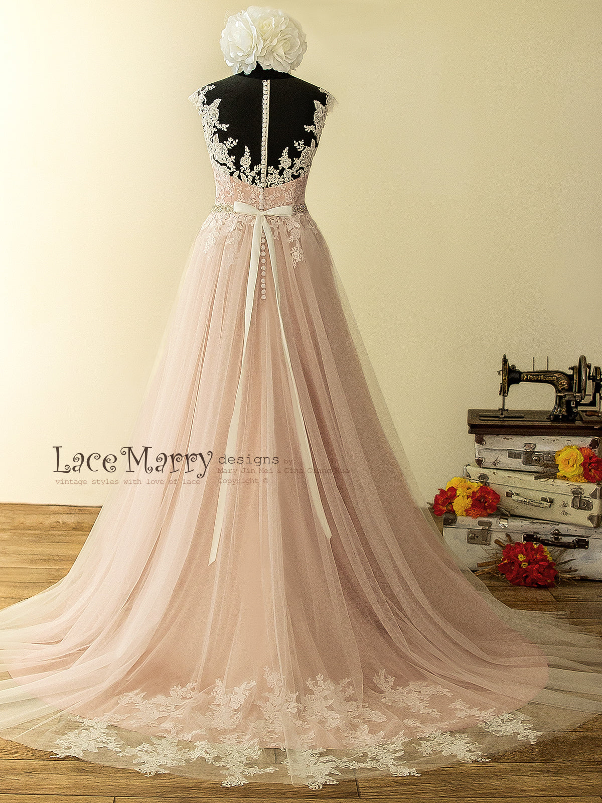 dusty pink wedding dress
