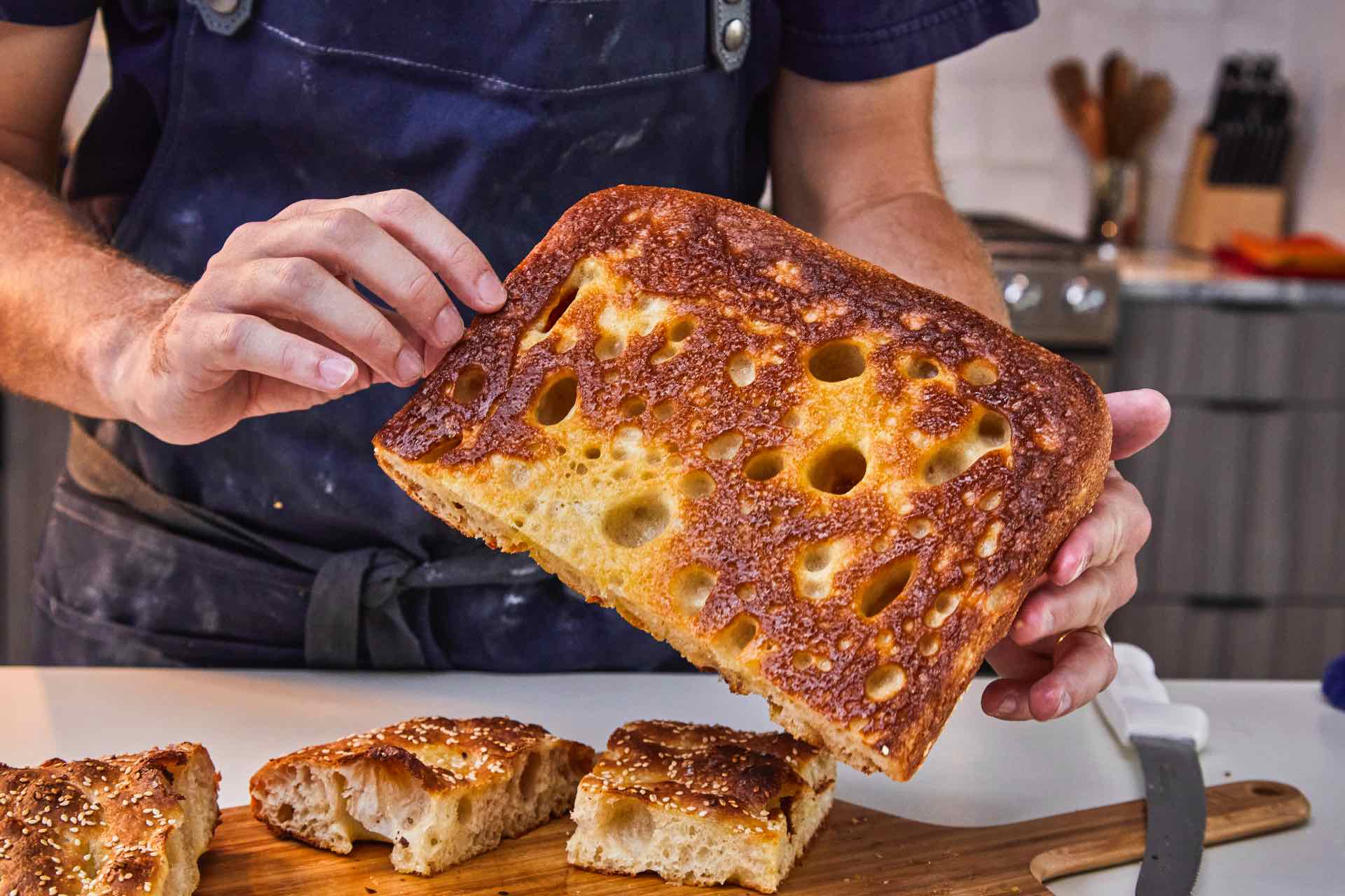 Overnight Sesame Whole Wheat Focaccia