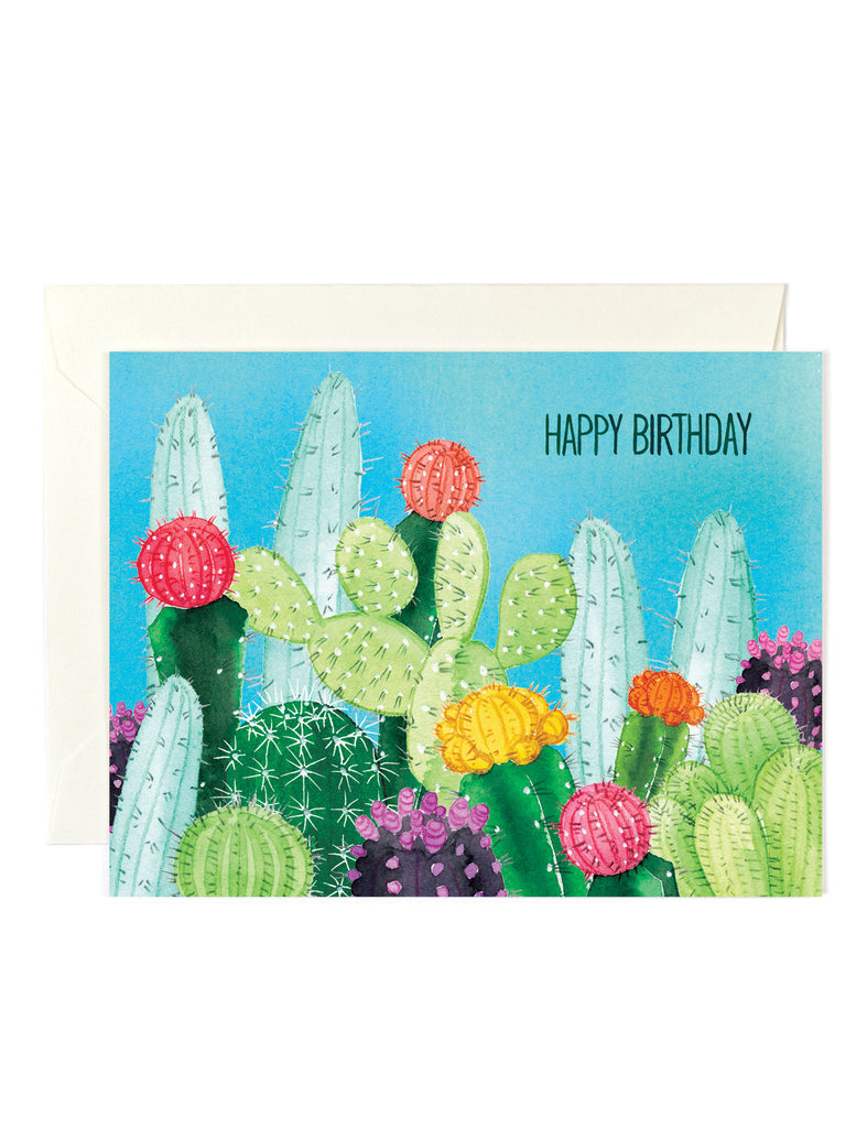 Happy Birthday Cacti Card Golden Fox