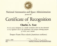 1999 NASA Certificate of Recognition