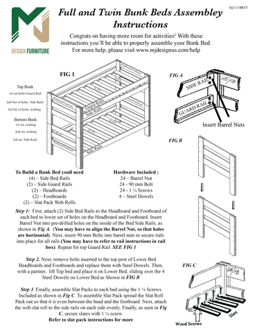 Durango & Young Pioneer Twin and Full Bunk Bed Assembly Instructions 