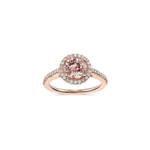 Rose Gold Halo Morganite Ring by Augustine Jewels