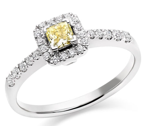 Yellow Sapphire and Diamond Halo Ring by Augustine Jewels