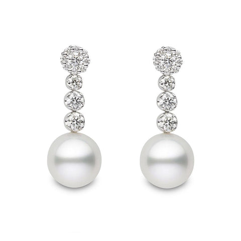 Pearl & Diamond White Gold Drop Earrings