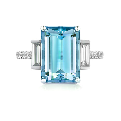 Aquamarine and Diamond Bespoke Ring by Augustine Jewels