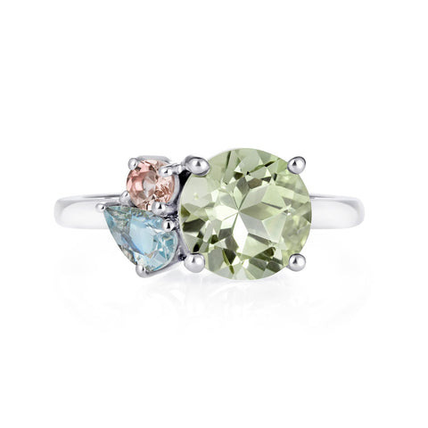 Green Amethyst Cluster Ring