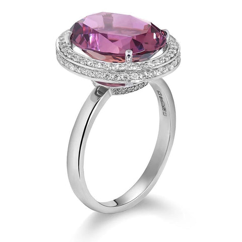 Pink Tourmaline and Diamond Halo Ring by Augustine Jewels
