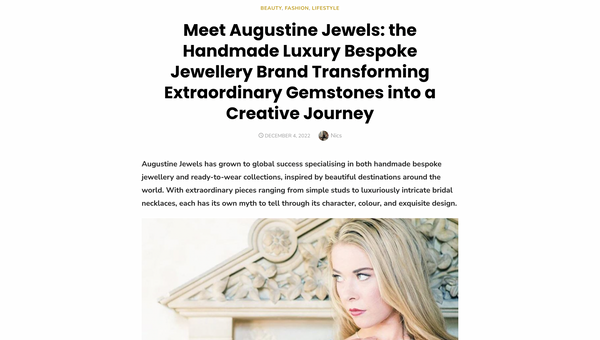 Augustine Jewels feature in a Gold Flamingo Article