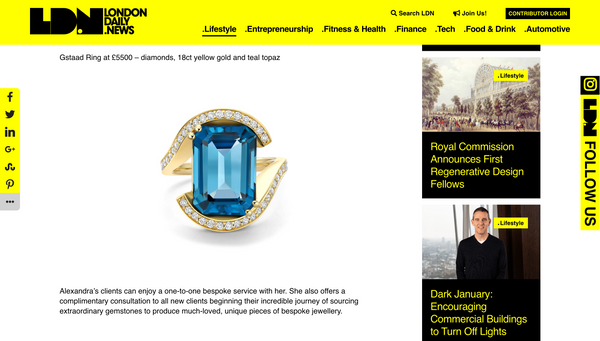 Augustine Jewels Featuring on the London Daily News Website