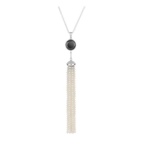 Spinel & Pearl Tassel Necklace