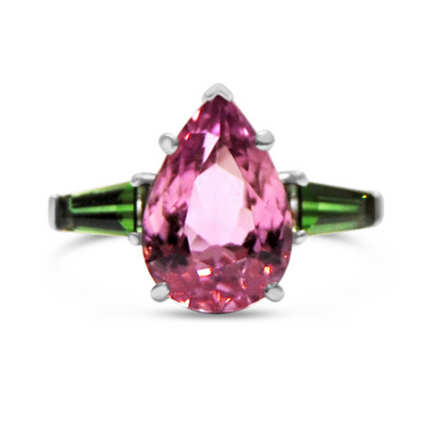 Pink Tourmaline and Chrome Tourmaline Bespoke Ring by Augustine Jewels