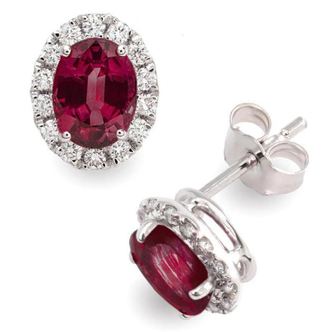 Ruby and Diamond Stud Earrings