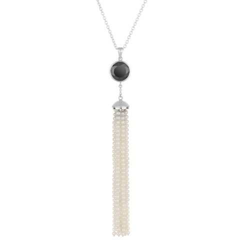 Black Spinel and Pearl Tassel Necklace