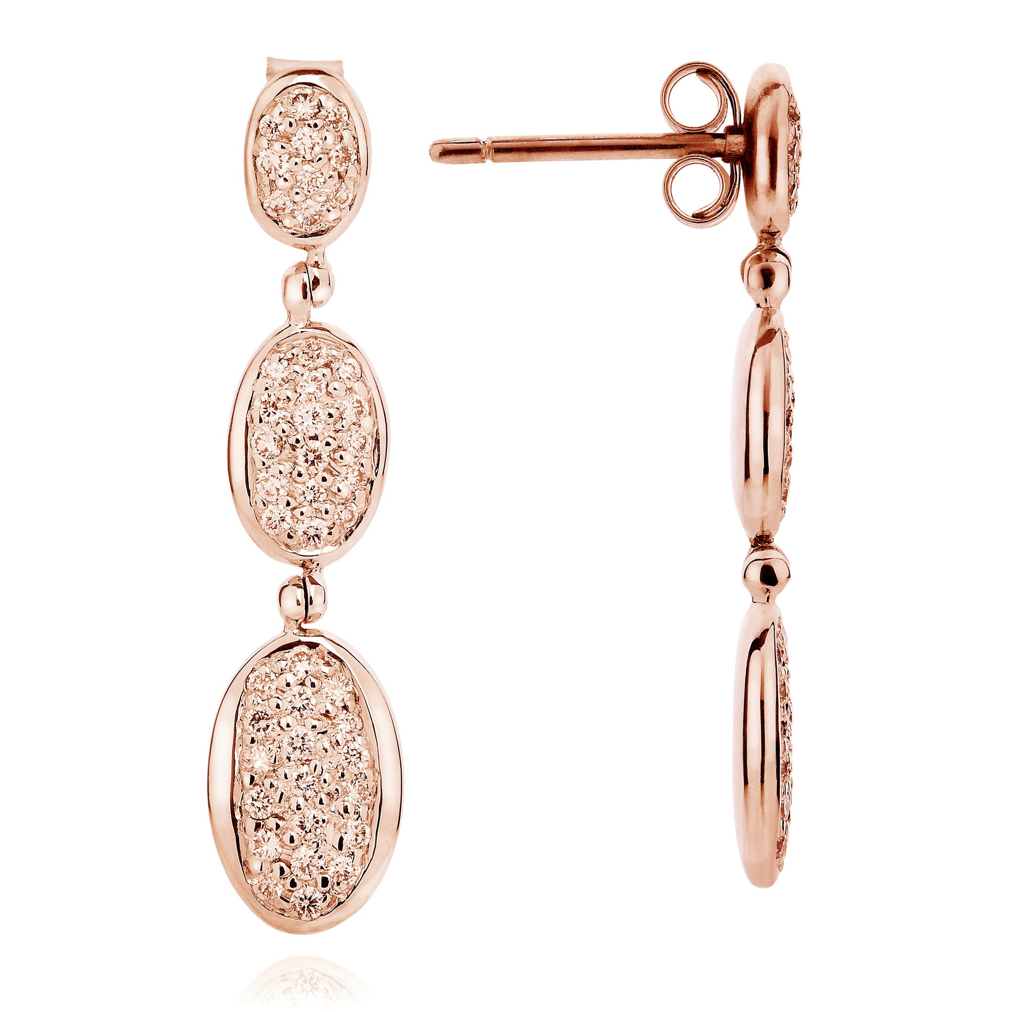 rose gold and diamond drop earrings