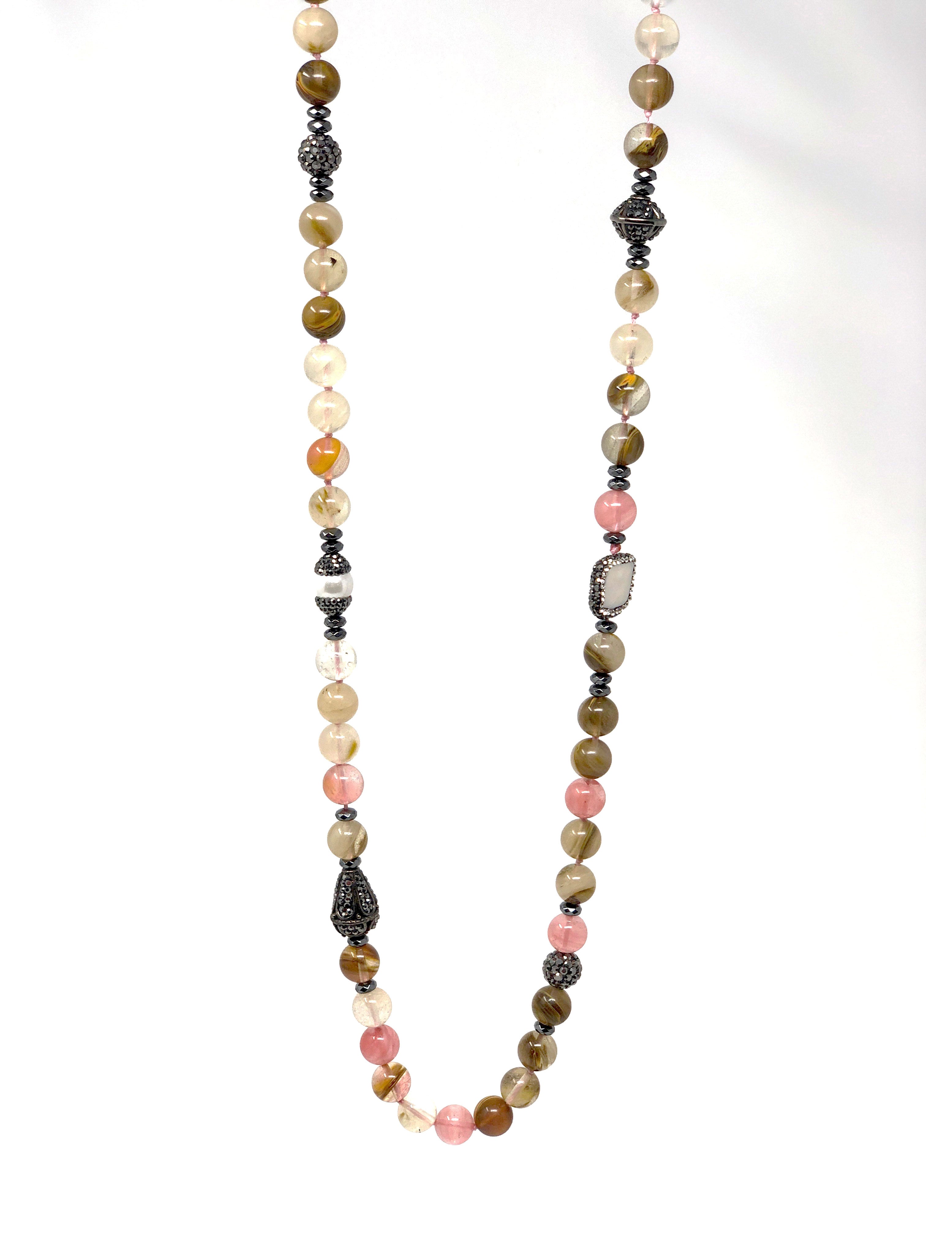 Behroz Watermelon Quartz Beaded Necklace