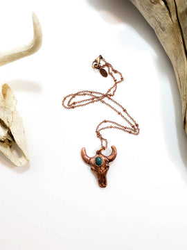 Turquoise Bull Skull Necklace