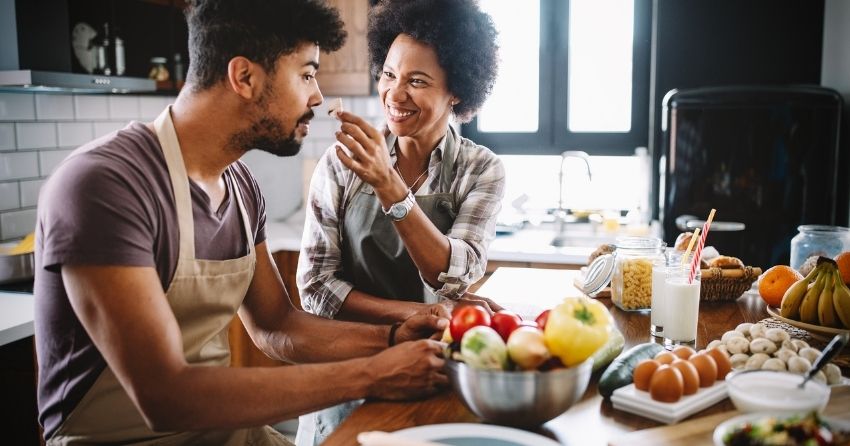 couple cooking healthy meal