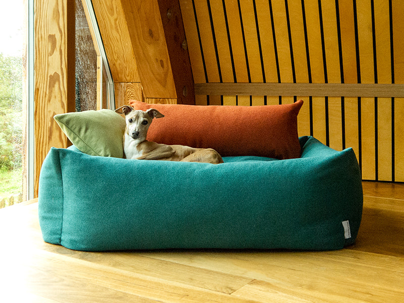 Charley Chau Bliss Bolster Bed - luxury bolster dog bed with feather-filled bolster nest