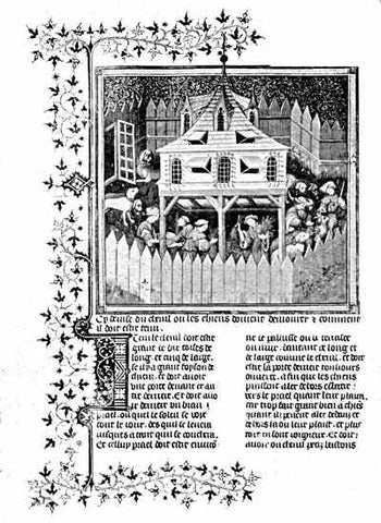 Speaking of elaborate resting places, let’s skip ahead to somewhere between 1406 and 1413 and the publication of the oldest book in English on hunting, The Master of Game by Edward, Second Duke of York. This extraordinary book is a manual for the nobility on all aspects of hunting, including managing and caring for prized hunting dogs.