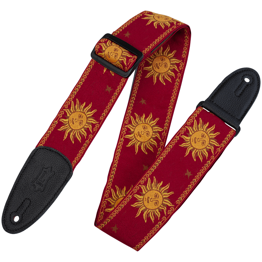 Levy's MPJG-SUN-RED Red Jacquard Guitar Strap With Sun And Star Design –  Aliens And Strangers Music