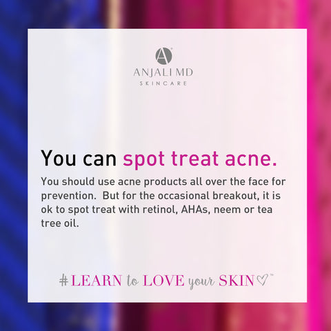 How to spot treat acne with retinol, AHAs, neem, tea trea oil.