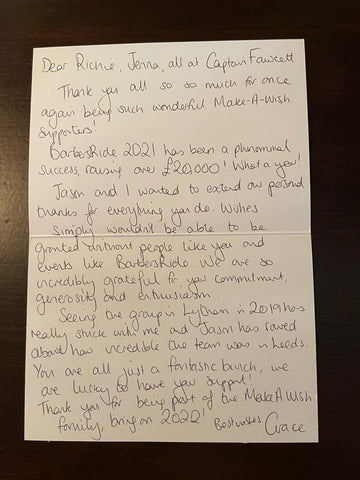 Letter from Make-A-Wish to Captain Fawcett 
