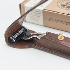Razor in handcrafted leather case