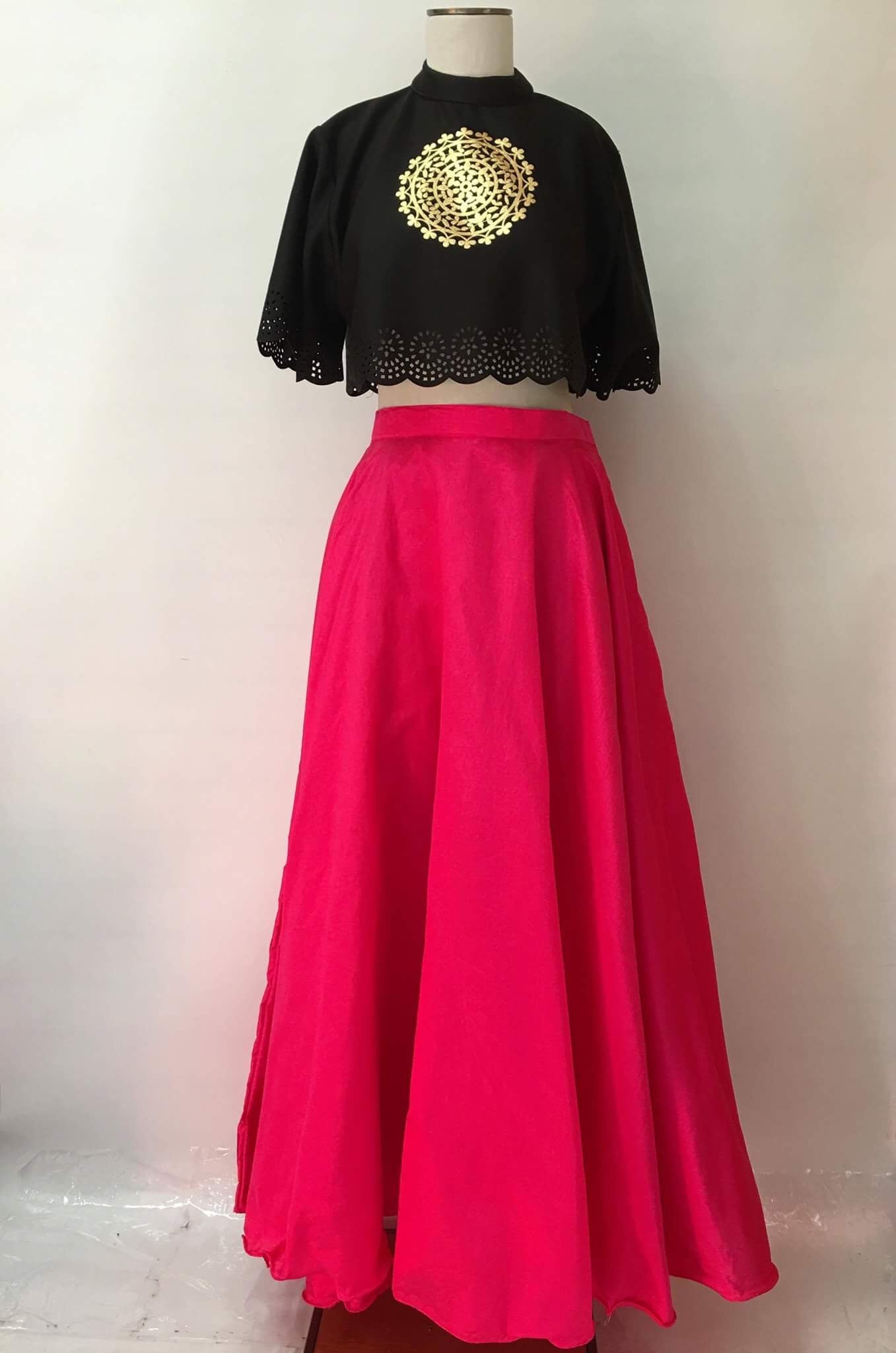 pink long skirt