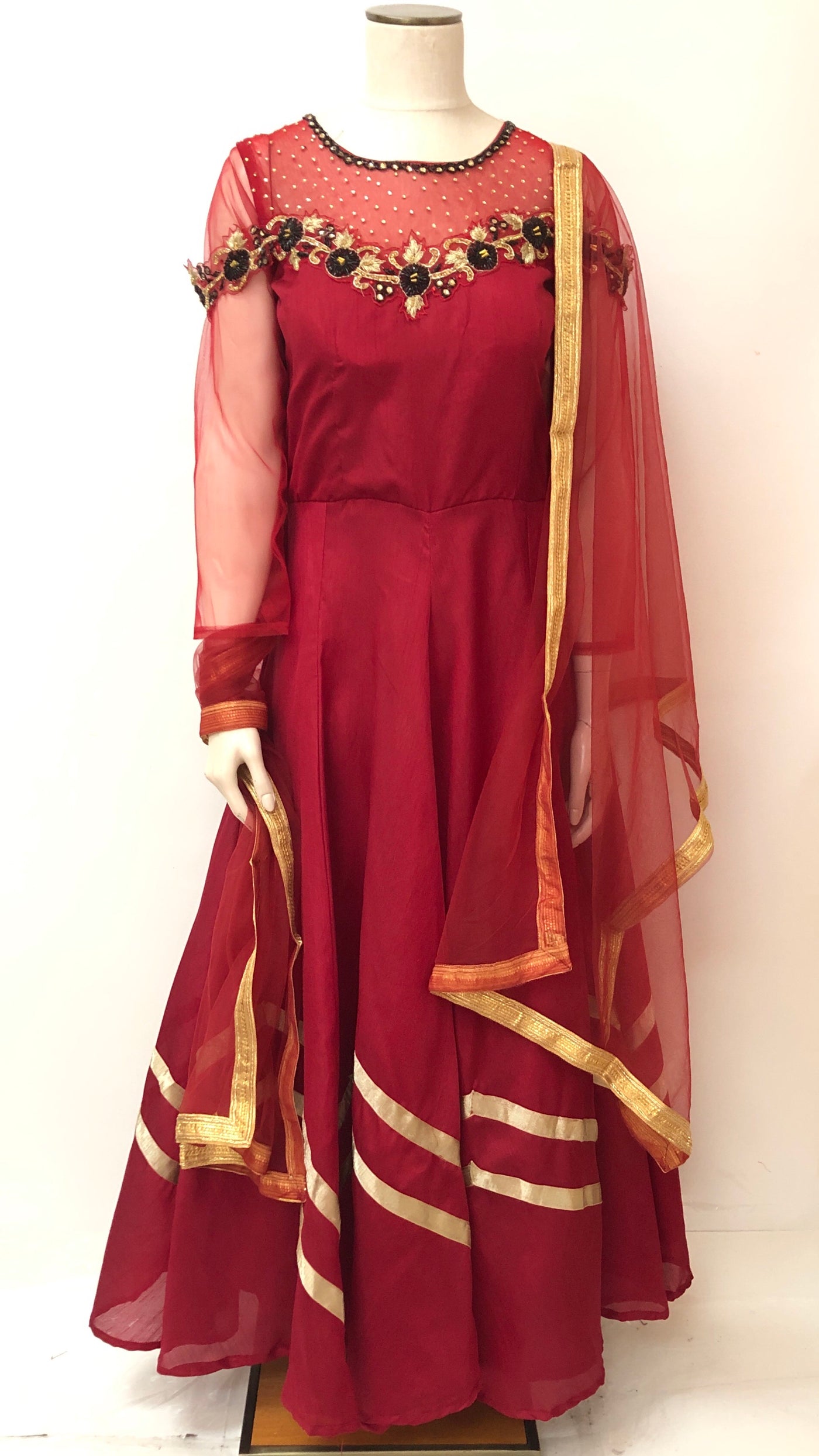 maroon silk gown