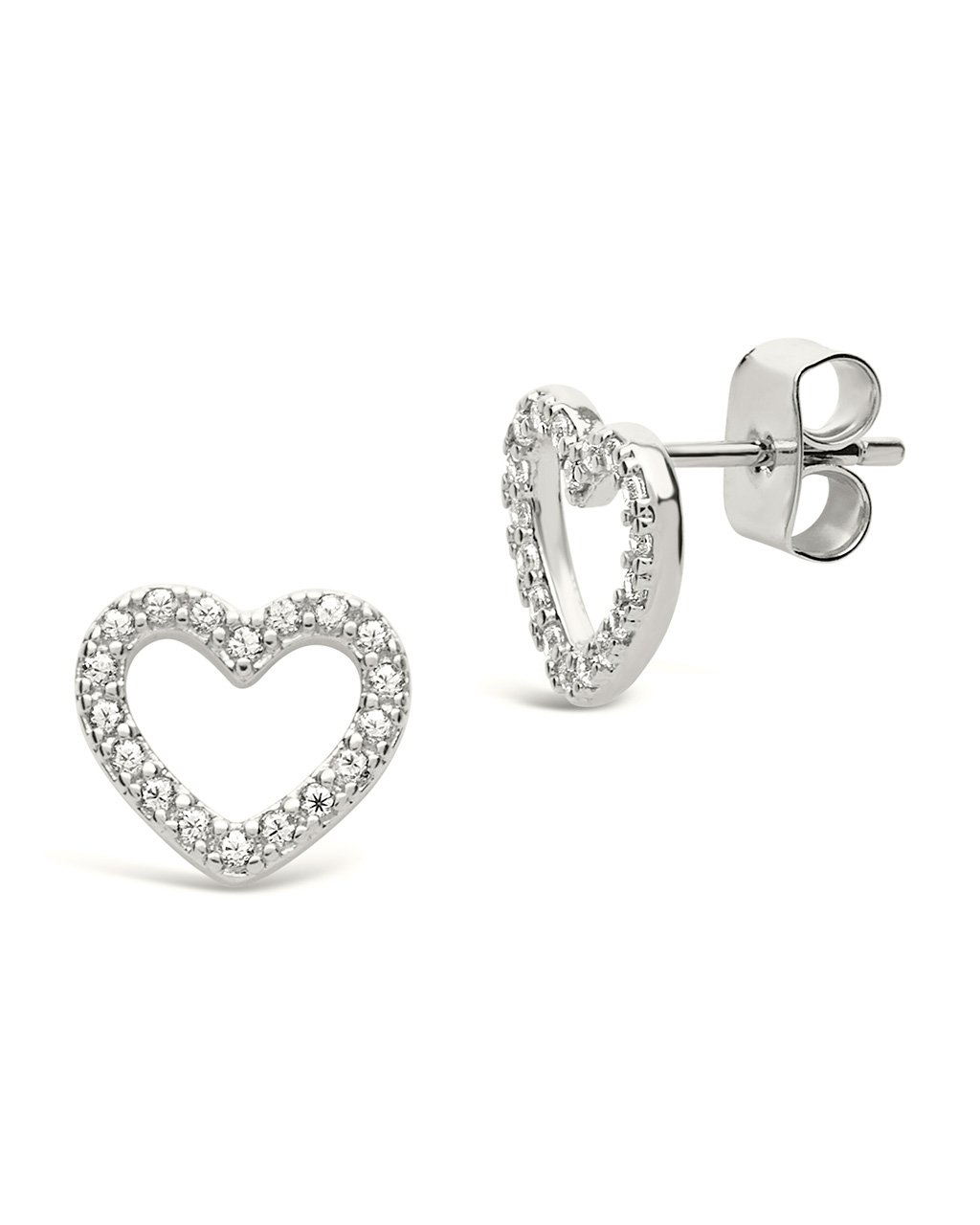 Sterling Silver CZ Heart Studs