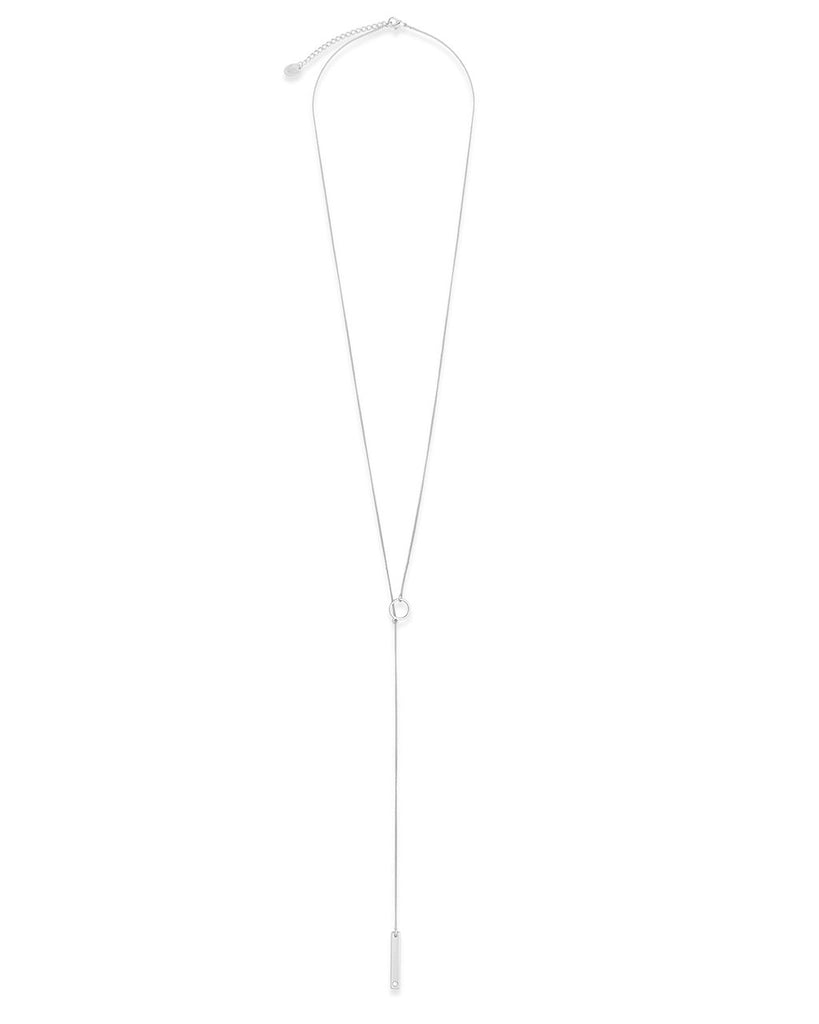 Lariat Bar Drop Necklace with CZ Stud – Sterling Forever