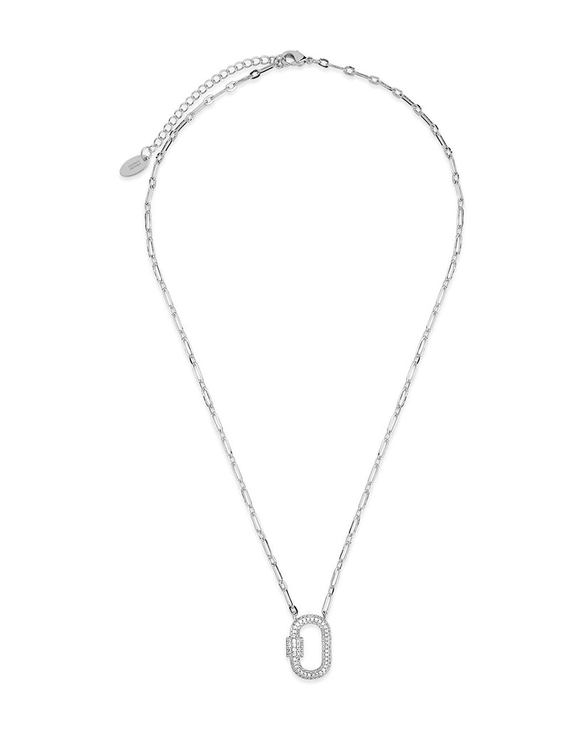 Pave CZ Carabiner Lock Pendant Necklace – Sterling Forever