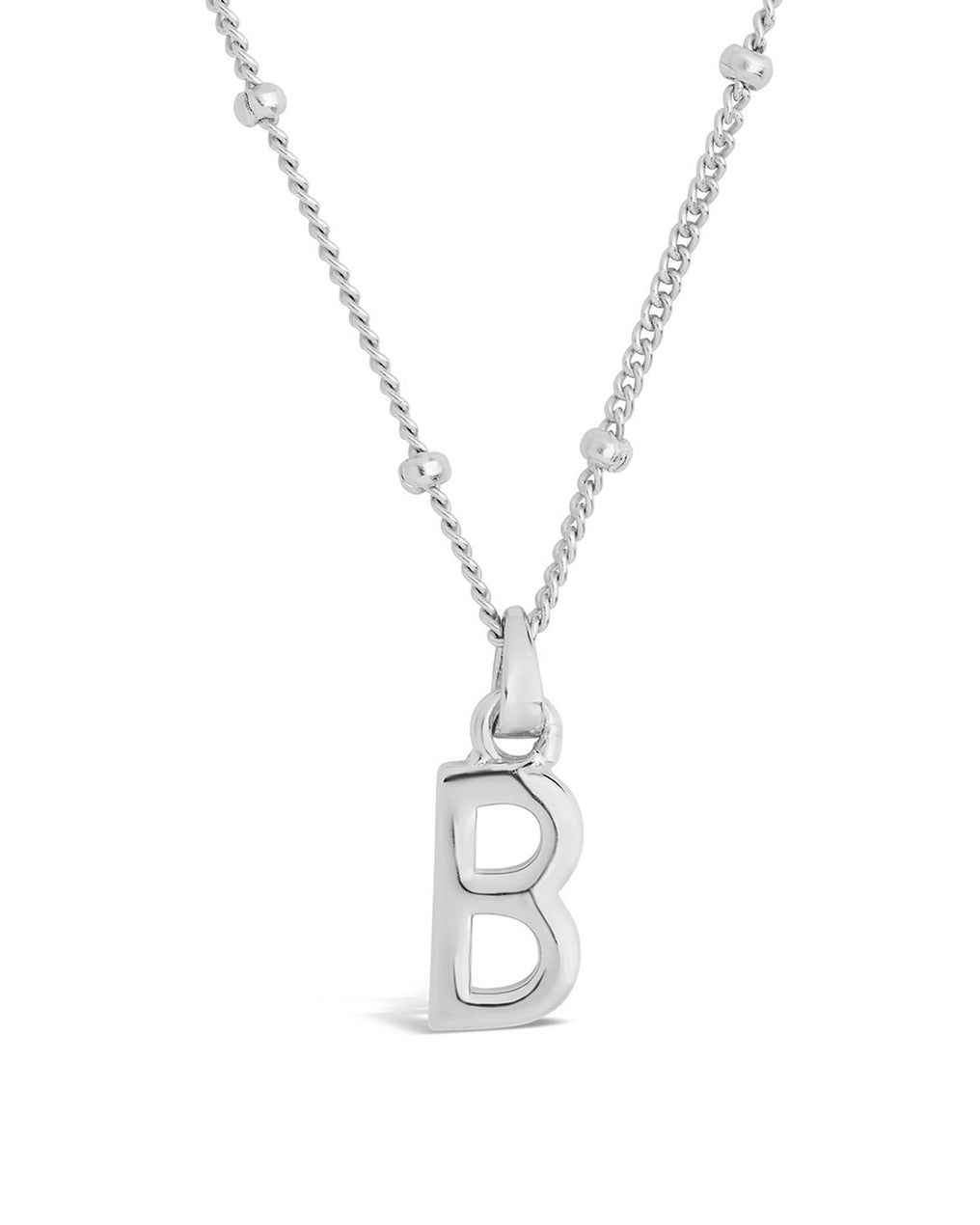 Sterling Silver Initial Necklace with Beaded Chain – Sterling Forever