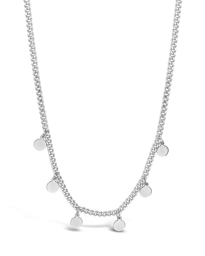 Sterling Silver Dainty Curb Chain with Disk Charms Necklace Sterling Forever Silver 
