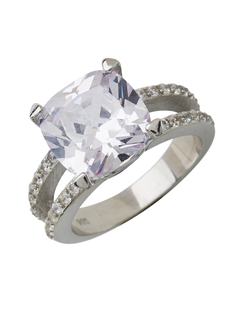Cushion cut fake engagement ring with halo | Luxuria