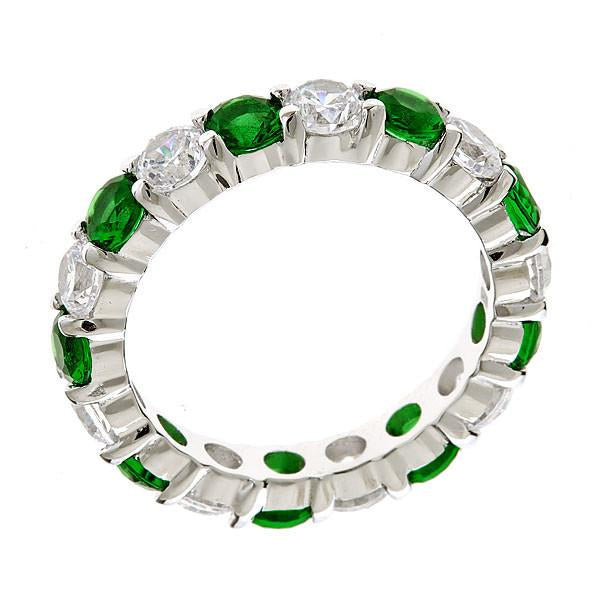 Sterling Silver Emerald Celebration Band Ring