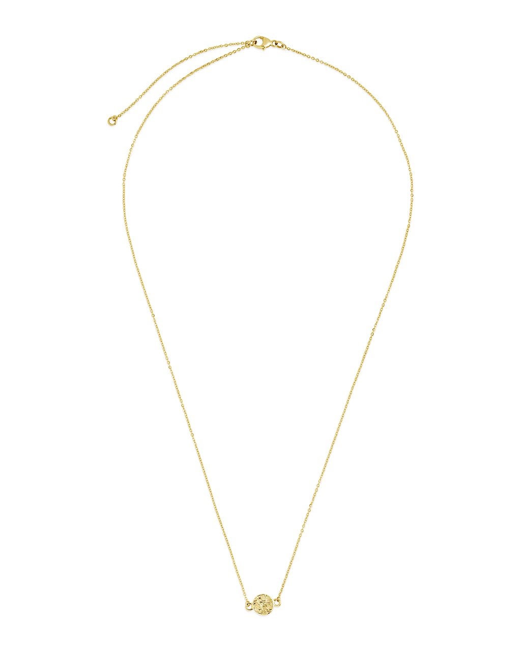14K Gold Textured Circle Pendant Necklace
