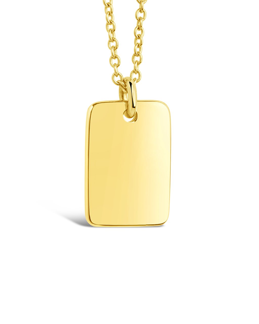 14K Gold Dog Tag Pendant Necklace