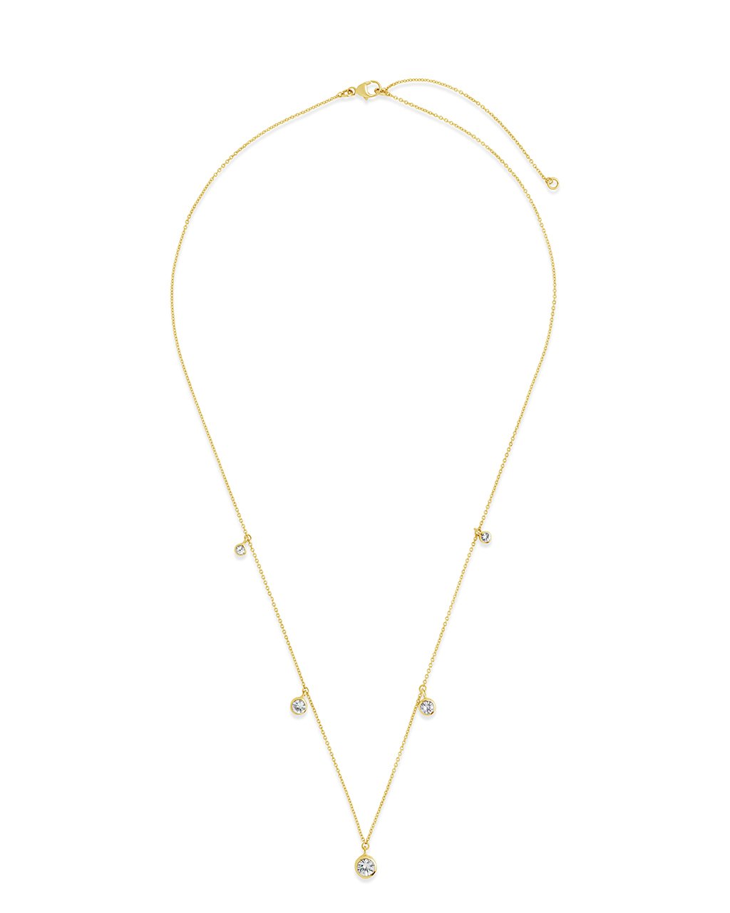 14K Gold Bezel White Sapphire Charm Necklace