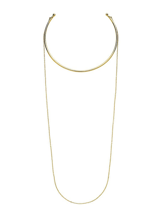 Gold Collar Choker with Chain Drop - Sterling Forever