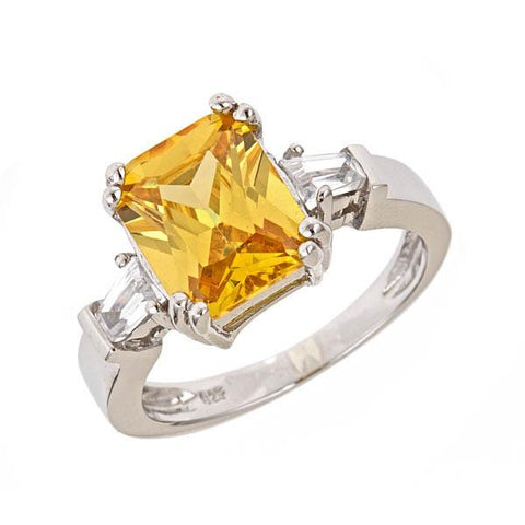 Sterling Silver Paris's Canary CZ Engagement Ring
