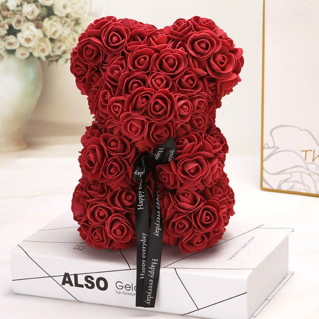 rose flower with teddy bear