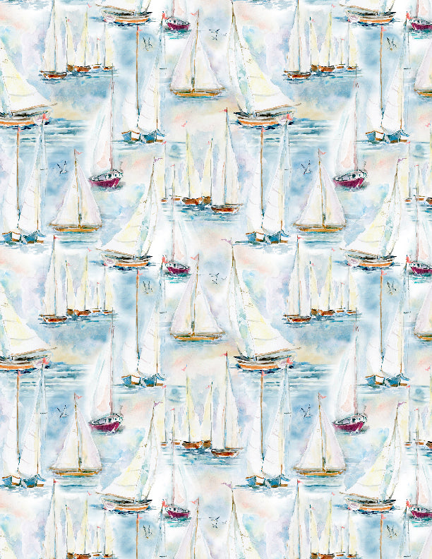 Sea Ray 58 Inch Goldenrod / Sky Blue Patterned Pre Quilted Boat Fabric (Yard )