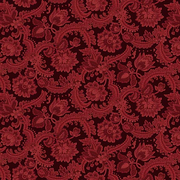 Right as Rain Quilt Fabric - Foulard in Cranberry Red - 9840-88