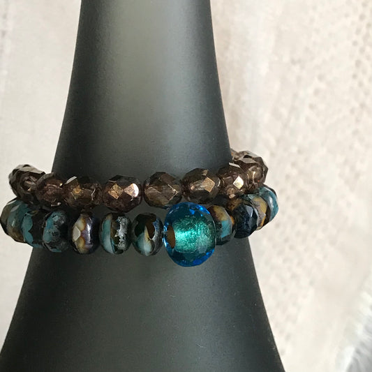 Earth tone and Turquoise Beaded Bracelet