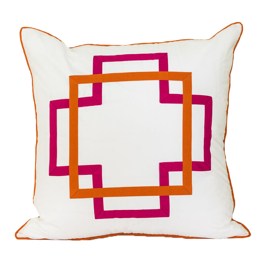 Hot Pink And Orange Takes Two Euro Sham