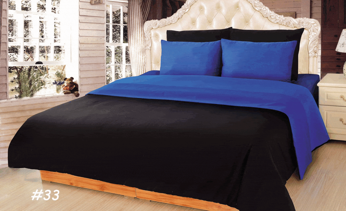 black and blue bed set