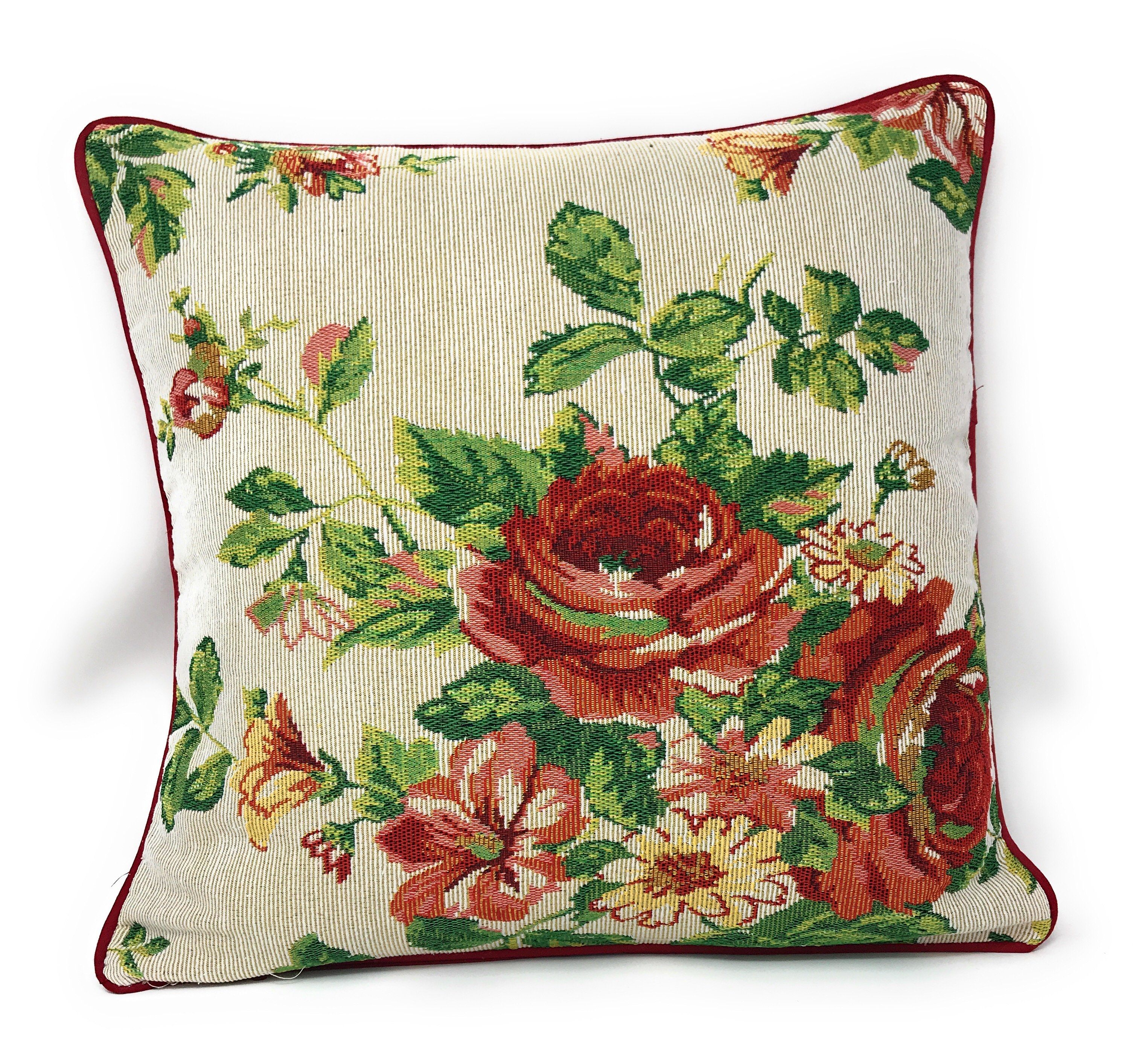 KD Spain — Tango Woodblock Style Floral Throw Pillow