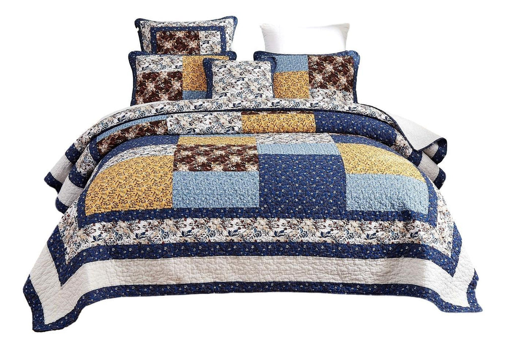 Tache Prairie Sunset Floral Farmhouse Cotton Patchwork Quilt Set